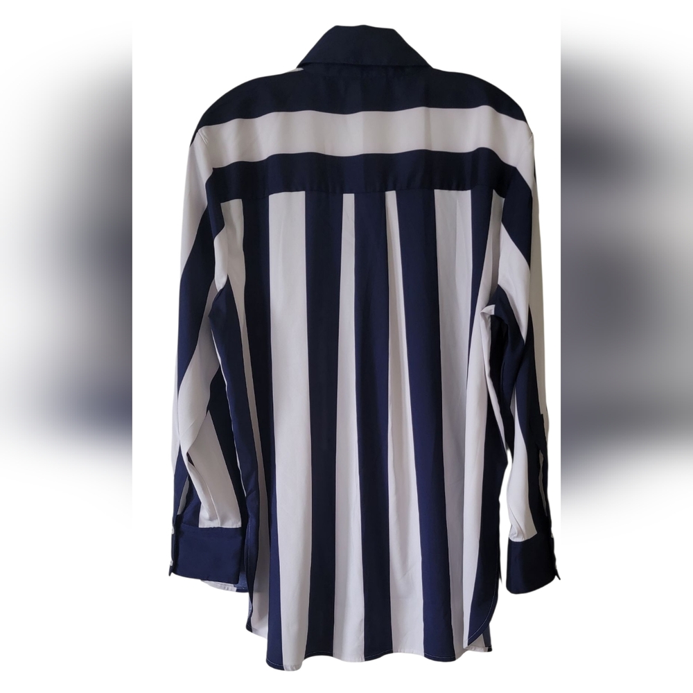 Lane Bryant Stripe Button-Down Collared Blouse - image 4